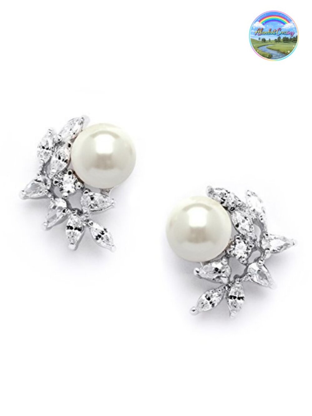 Pearl & Marquise CZ Crystal Wedding Earrings for Bride and Bridesmaids